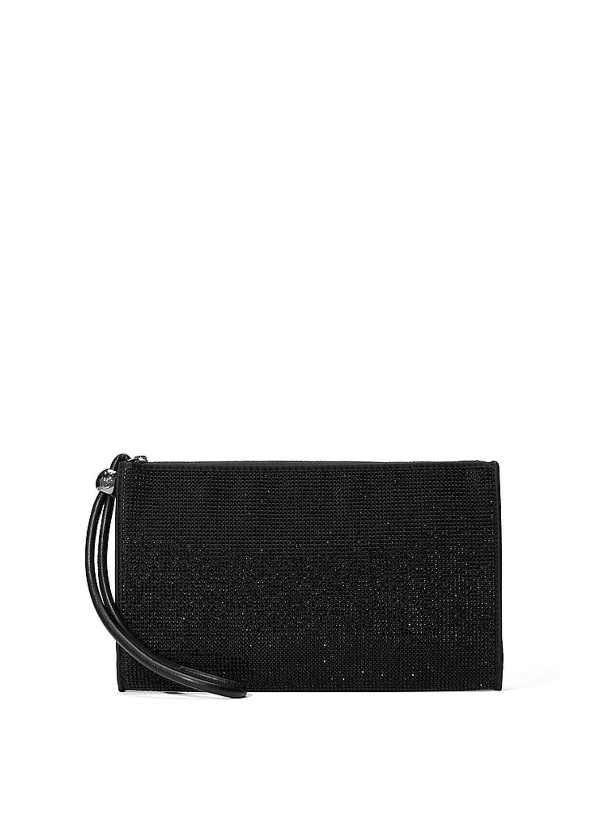 Black Diamanté Large Wristlet Pouch